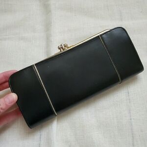 Vintage Baronet Black Leather Wallet with Double Coin Purse